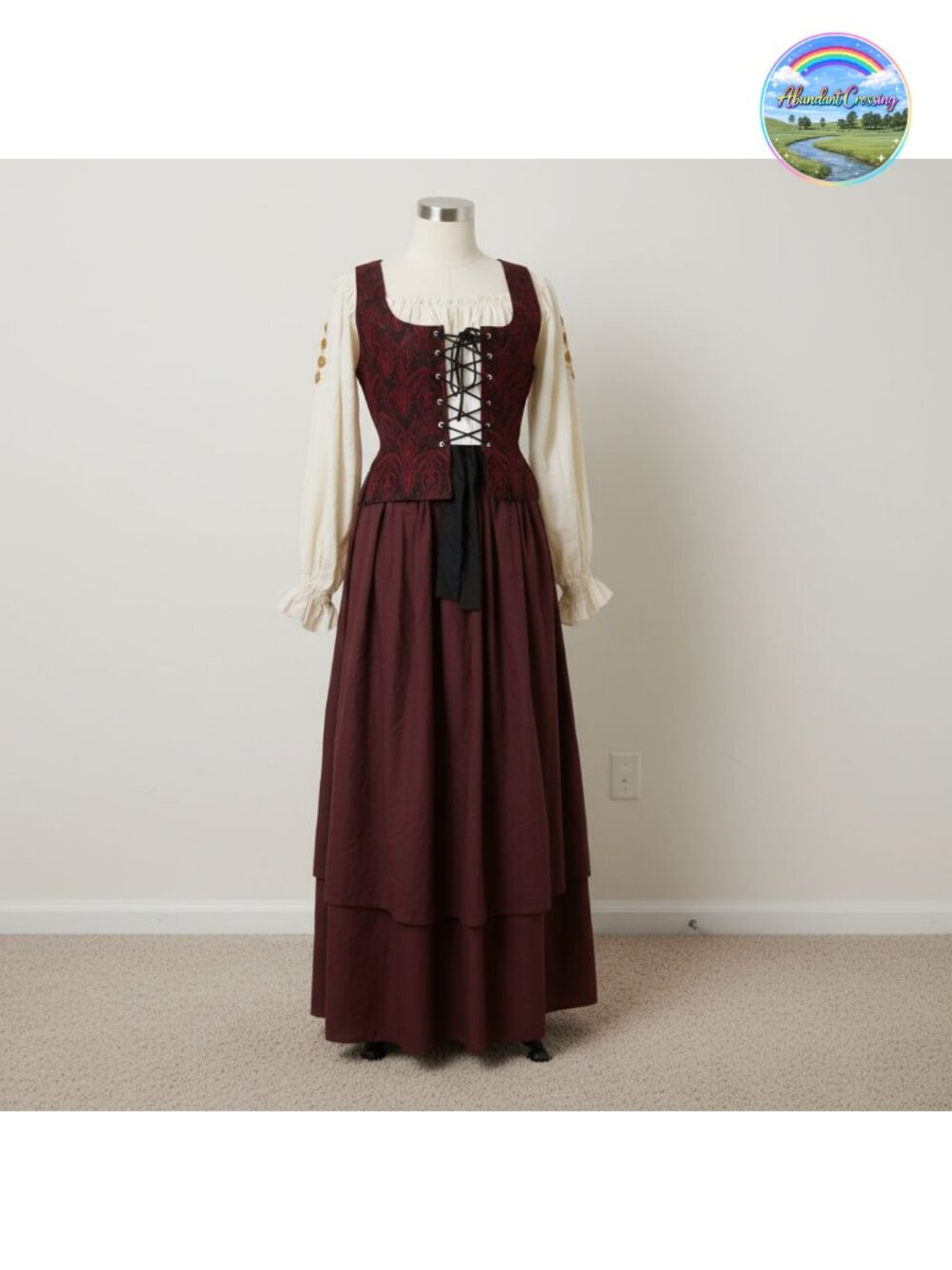Renaissance Pirate Reversible Corset Bodice Costume Top Rayon Steel Boned Lace